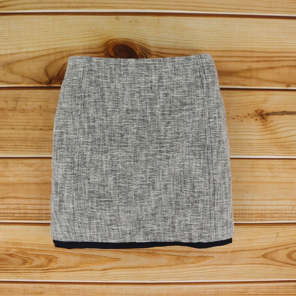 Ann Taylor LOFT A-Line Skirt Womens 00P Gray Heathered Cotton Lined Zip Closure